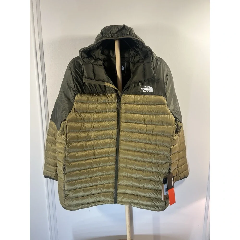 The North Face Mens Green Hooded Puffer Jacket XL Full Zip 550 Down